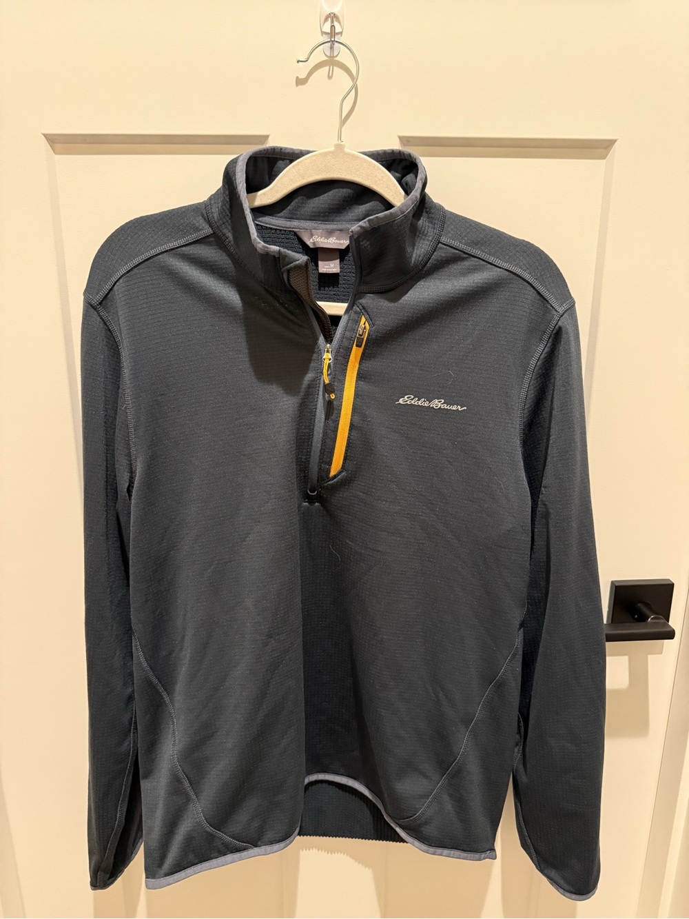 Eddie Bauer Dark Gray Quarter-Zip Pullover with Yellow Zip